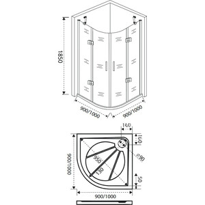 Душевой уголок Good Door Saturn R 90x90 с поддоном, прозрачный, хром в Москвe