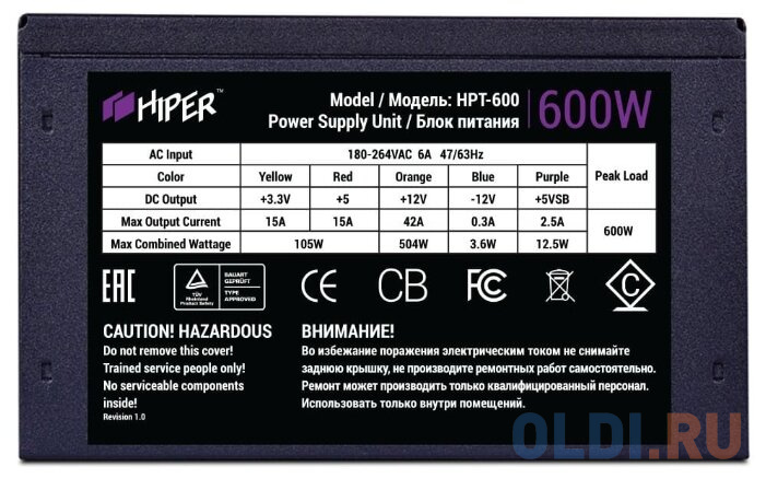 Блок питания HIPER HPT-600 600 Вт