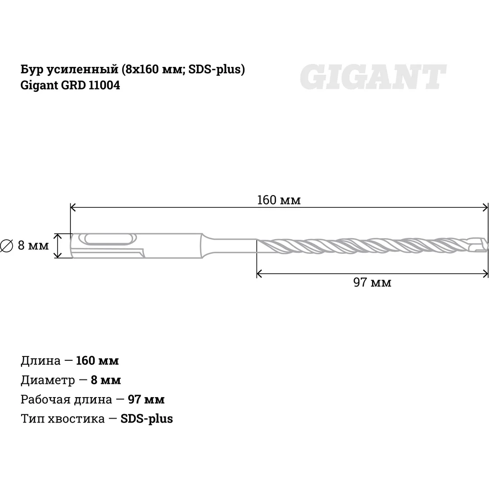 Усиленный бур sds-plus Gigant