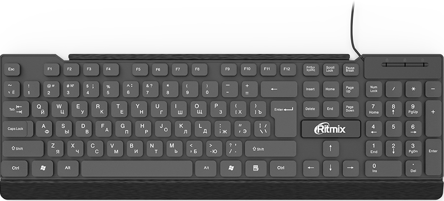 Клавиатура проводная Ritmix RKB-107, мембранная, USB, черный