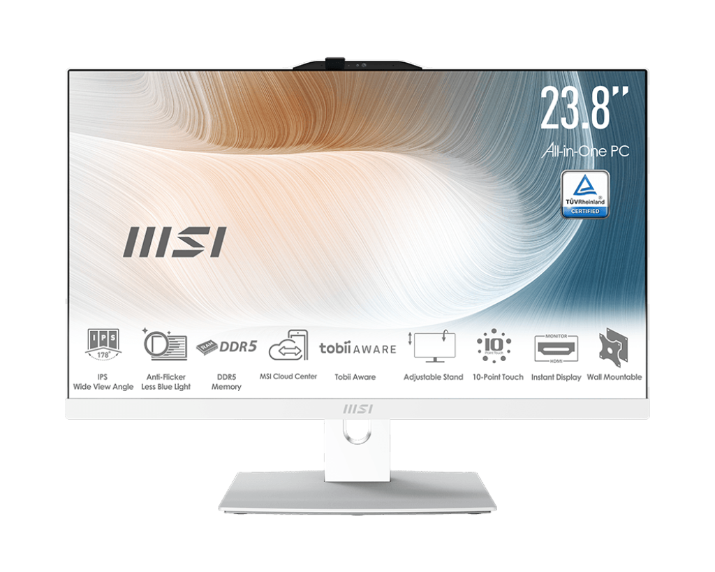 Моноблок MSI Modern AM242TP 1M-1019XRU 23.8" 1920x1080 Touch, Intel Core i5-120U 1.4 ГГц, 16Gb RAM, 512Gb SSD, Intel Iris Xe Graphics, WiFi, BT, Cam, без ОС, белый, клавиатура, мышь (9S6-AE0722-1019)