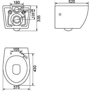 Комплект унитаза BelBagno Prospero с инсталляцией и сиденьем микролифт (BB507B, BB2020SC, 38775001)