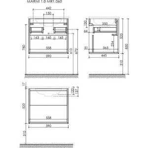 Мебель для ванной Sancos Marmi 1.0 60х45 дуб галифакс натуральный