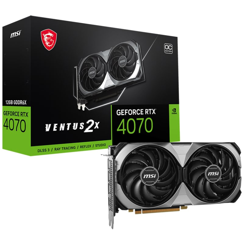 Видеокарта MSI GeForce RTX 4070 Ventus 2X E 12G OC 2505Mhz PCI-E 4.0 12288Mb 21000Mhz 192-bit HDMI 3xDP RTX 4070 Ventus 2X E 12G OC