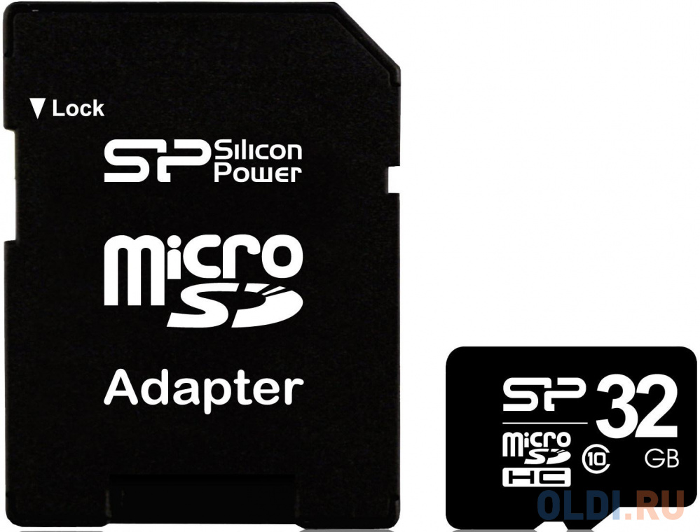 Карта памяти Micro SDHC 32Gb Class 10 Silicon Power SP032GBSTH010V10-SP + адаптер SD