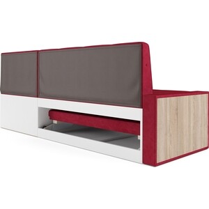 Кухонный угловой диван Mebel Ars Таллин (Бархат красный STAR VELVET 3 DARK RED) 211х83х141 см (M11-21-1)