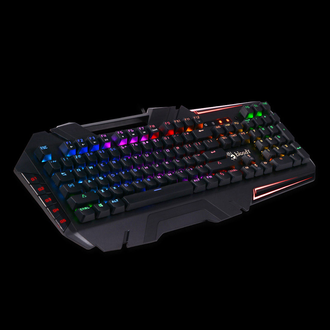 Клавиатура проводная A4Tech Bloody B880R, механическая, Light Strike, подсветка, USB, черный