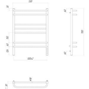 Полотенцесушитель электрический Lemark Linara П7 500x700 хром (LM04707Z)