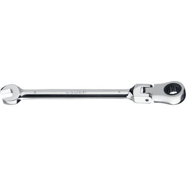 Ключ гаечный комбинированный 8x8 мм, CrV, трещотка, шарнирная головка, ЗУБР Профессионал (27101-08)