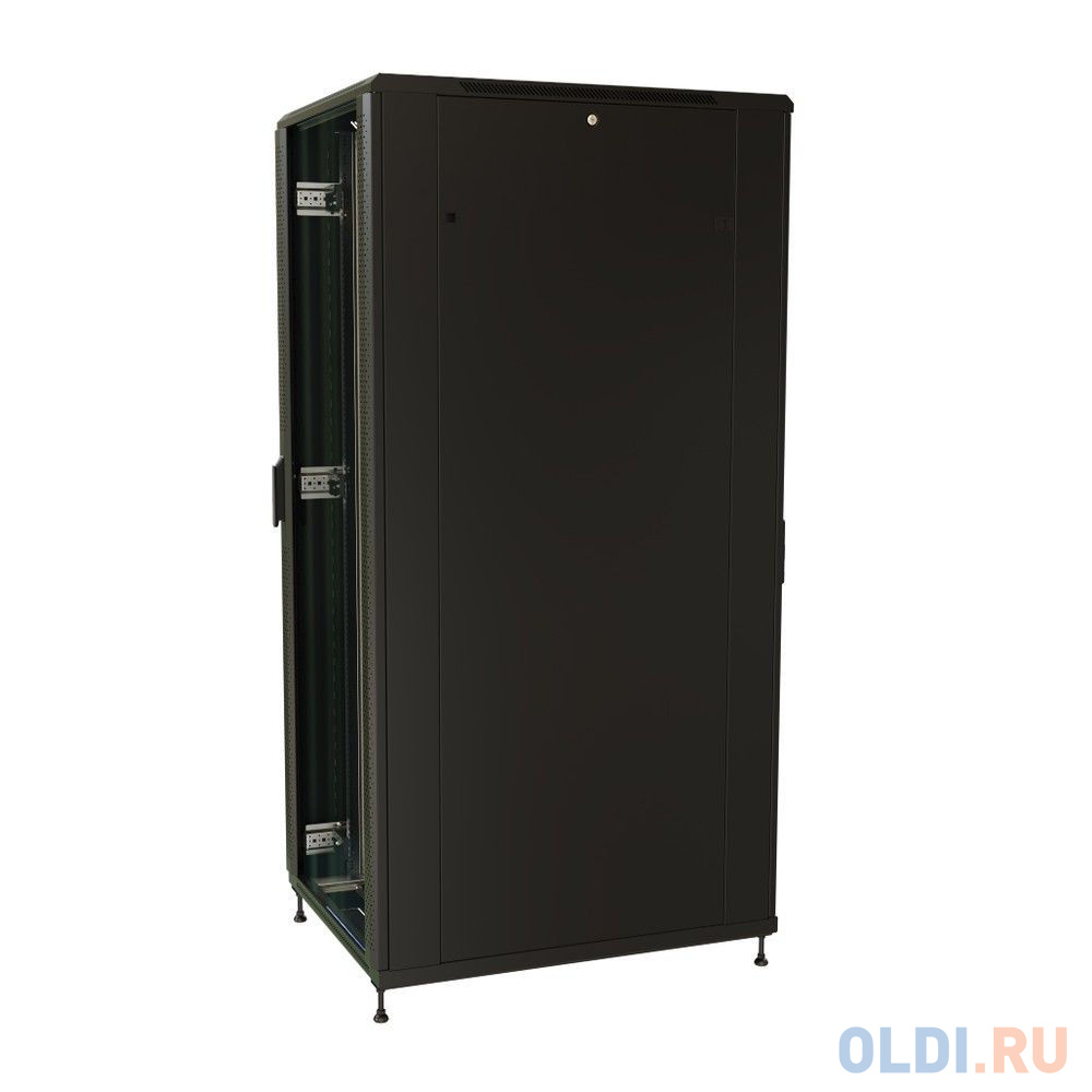 WRline WR-TT-3282-AS-RAL9004 Шкаф напольный 32U, 1610x800х1200 мм (ВхШхГ),  передняя стеклянная дверь со стальными перфорированными боковинами, задняя