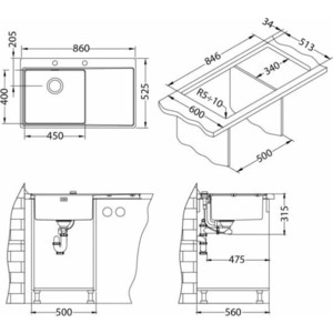 Кухонная мойка Alveus Pure 50L KMB нержавеющая сталь (1103652)