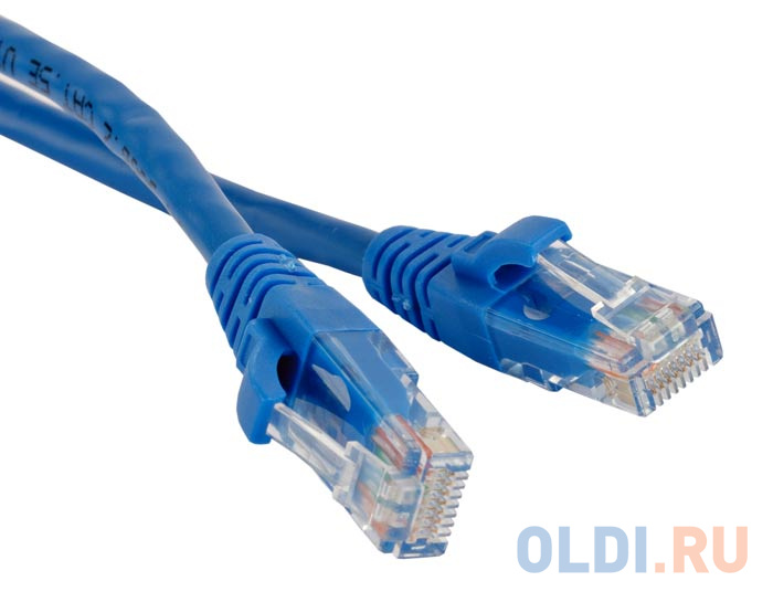 Патч-корд UTP 5E категории 1м Hyperline PC-LPM-UTP-RJ45-RJ45-C5e-1M-LSZH-BL синий