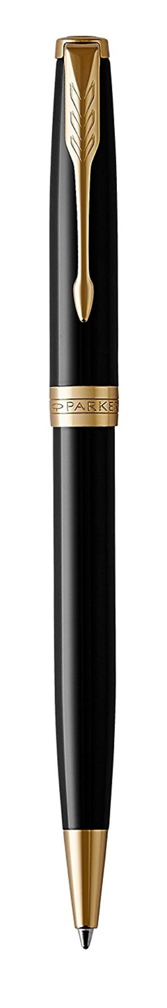 Ручка шариковая автомат Parker Sonnet Lacquer Deep Black GT, черный, лак, латунь, нержавеющая сталь, позолота, подарочная упаковка (CW1931497)