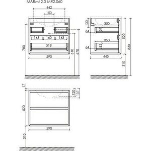 Тумба с раковиной Sancos Marmi 2.0 60х45 дуб галифакс натуральный (MR2.060EG, CN7011)