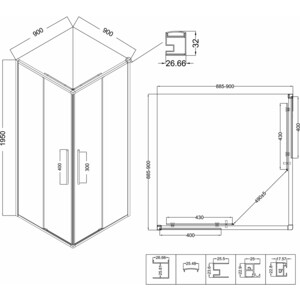 Душевой уголок Niagara Nova 90x90 шиншилла, хром (NG-3623-34)