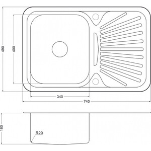 Кухонная мойка EMAR 7449 нержавеющая сталь