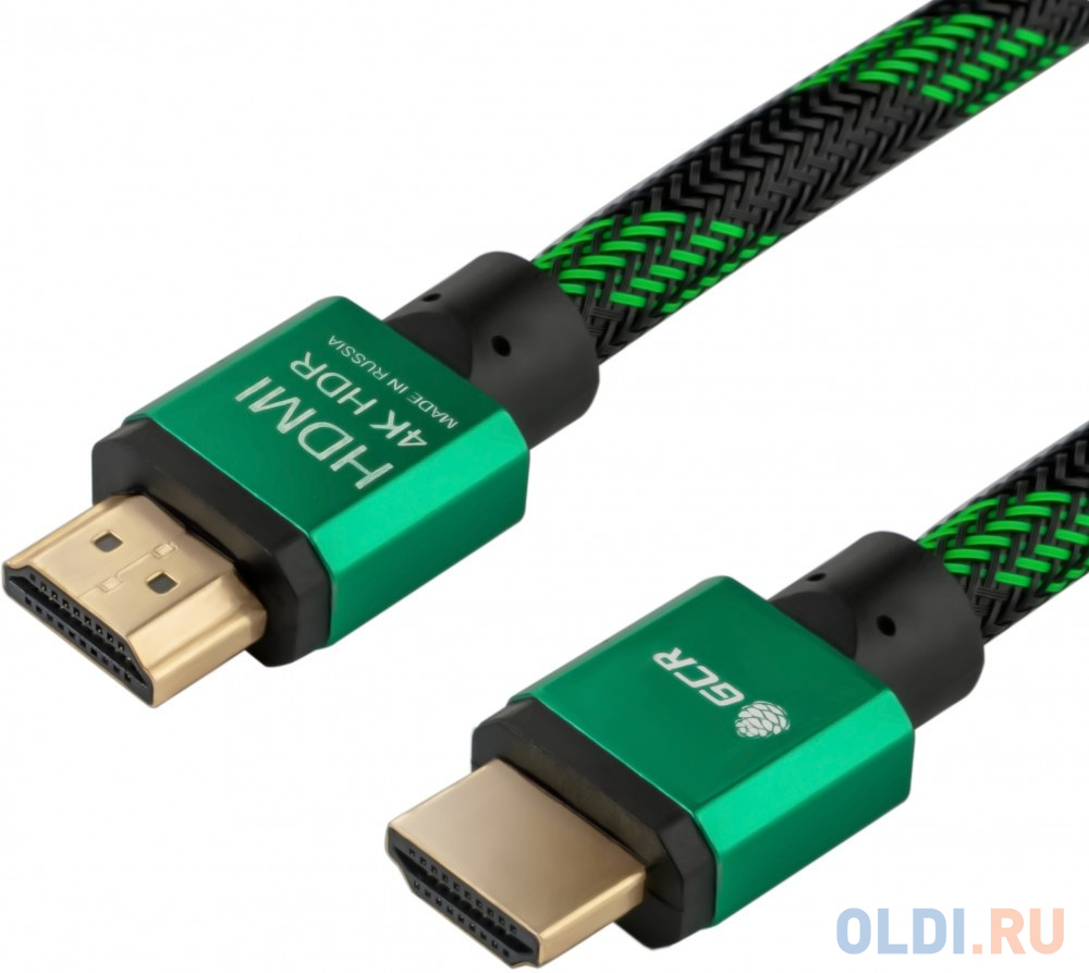 Кабель HDMI 0.5м Green Connection GCR-51484 круглый черный/зеленый
