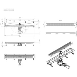 Душевой лоток Am.Pm MasterFlow затвор Cut Gradient 70 см, черный (W01SC-P11-070-01BM) в Москвe