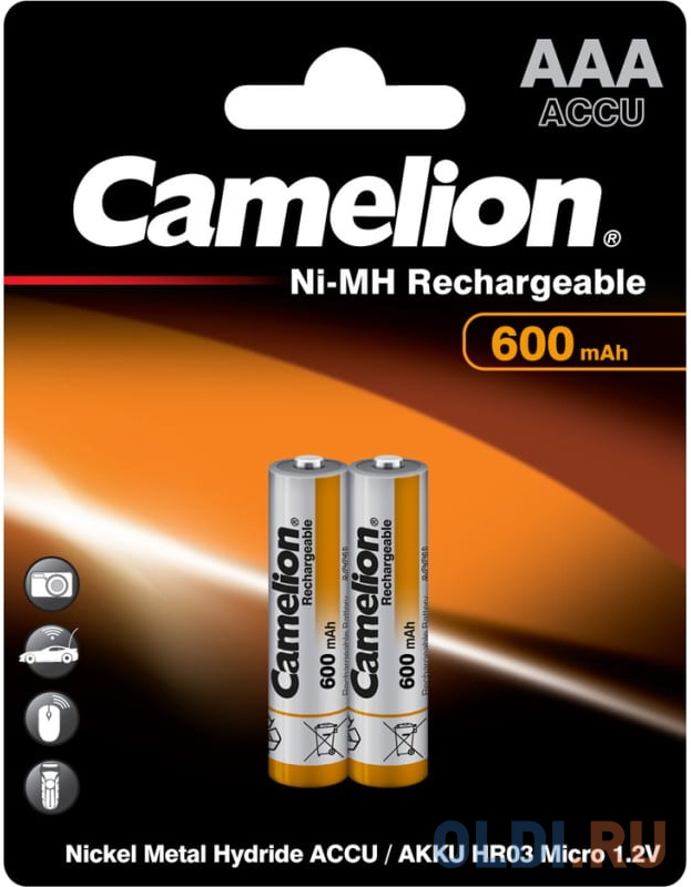 Аккумуляторы 600 mAh Camelion NH-AAA600BP2 AAA 2 шт в Москвe