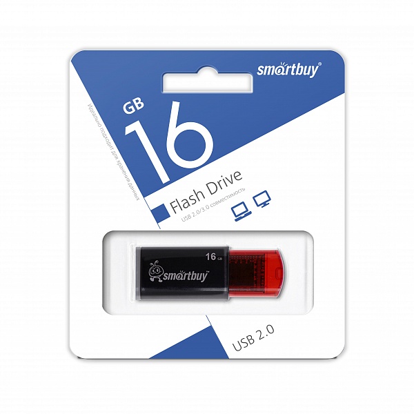 Флэшка Smartbuy USB 2.0 Flash Drive 16GB Click Black (SB16GBCl-K)