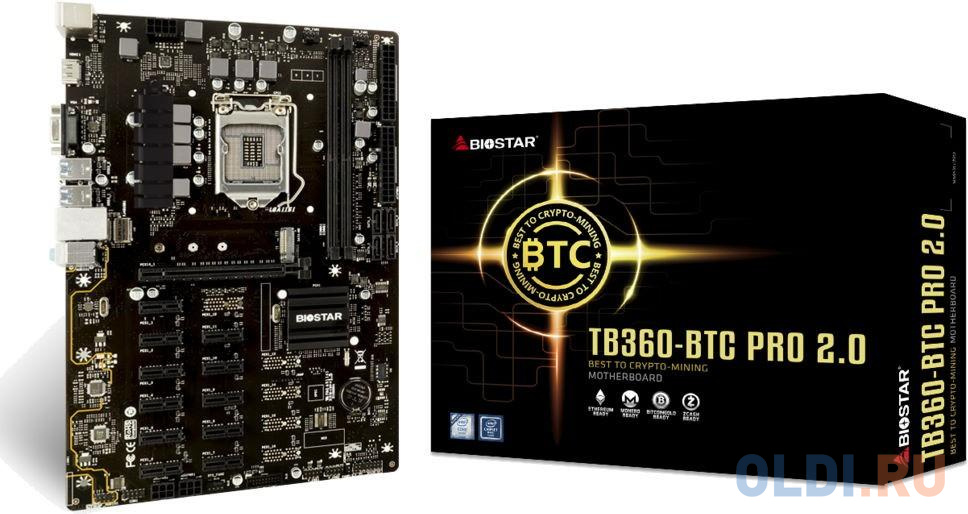 TB360-BTC Pro 2.0/3.0, Socket 1151, Intel®B360, 2xDDR4-2666, D-SUB+HDMI, 1xPCI-Ex16, 11xPCI-E16x1, 4xSATA3, 1xM.2, 8 Ch Audio, GLan, (2+4)xUSB2.0, (4+