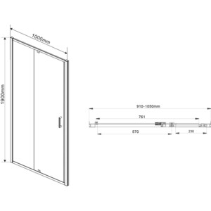 Душевая дверь Vincea Intra VDP-1I 90/100x190 прозрачная, хром (VDP-1I9010CL) в Москвe