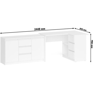 Комплект СВК Мори Стол компьютерный МС-16 правый + Комод МК1200.3, цвет белый