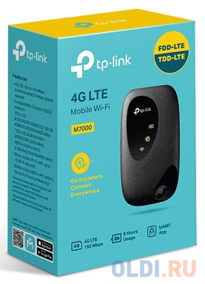 Wi-Fi роутер TP-LINK M7000 802.11bgn 300Mbps 2.4 ГГц 0xLAN черный