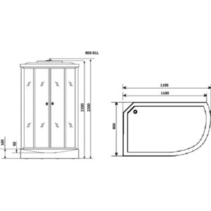Душевая кабина Niagara NG-903-01L 120х80х220 левая