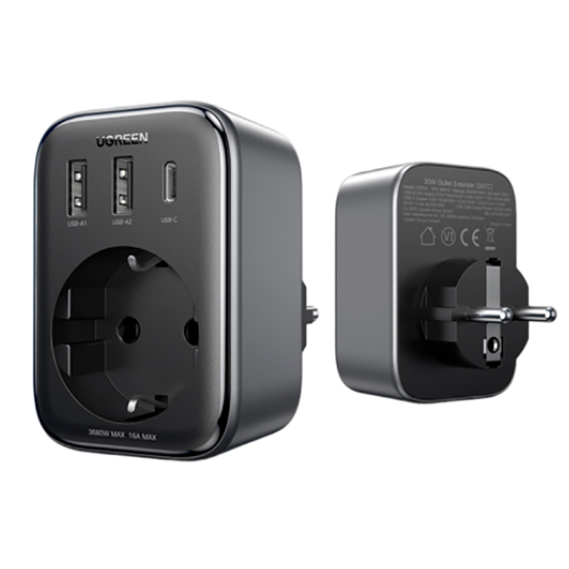 Зарядное устройство Ugreen CD314 DigiNest Outlet Extender 2xUSB-A + USB-C 30W Black 90613 в Москвe