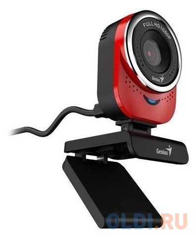 Веб-Камера Genius QCam 6000, red, Full-HD 1080p, universal clip, 360 degree swivel, USB, built-in microphone, rotation 360 degree, tilt 90 degree