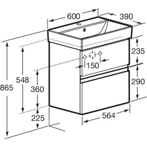 Тумба с раковиной Roca Oleta 60х38 капучино матовая (A857639515, 3274C400Y)