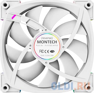 Вентилятор для корпуса Montech RX120 Reverse ARGB 120х120x25 белый 4-pin 27дБ (RX120 PWM WHITE) Ret