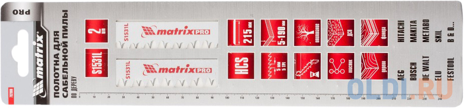 Полотна по дереву для сабельной пилы S1531L 215 / 5 мм, HCS, 2 шт., PRO // Matrix