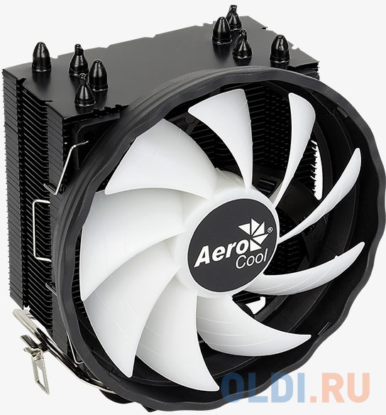 Устройство охлаждения(кулер) Aerocool Rave 4 ARGB PWM 4P Soc-AM5/AM4/1151/1200/1700 4-pin 18-27dB Al+Cu 130W 570gr LED Ret