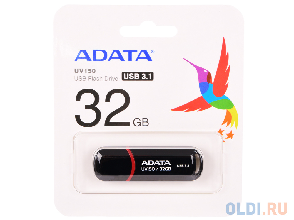 Внешний накопитель 32GB USB Drive ADATA USB 3.1 UV150 черная 90/20 МБ/с AUV150-32G-RBK