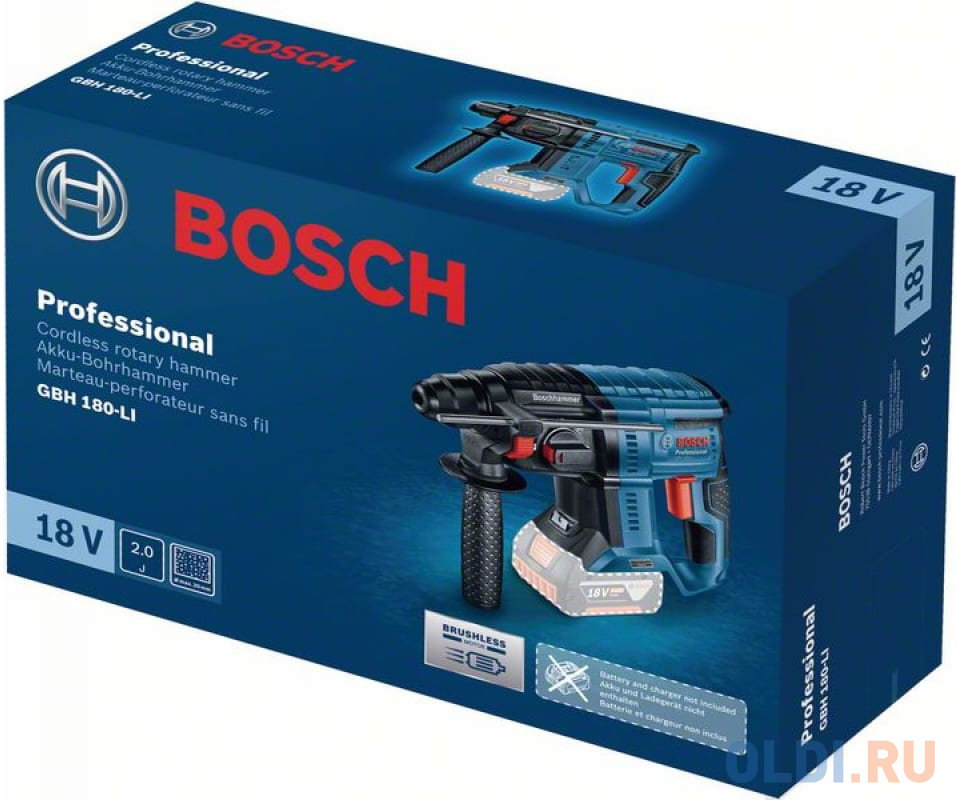 Акк. Перфоратор Bosch GBH 180-LI Brushless (0.611.911.120)  без Акб и ЗУ, 2 Дж, SDS+, 5800 уд/мин
