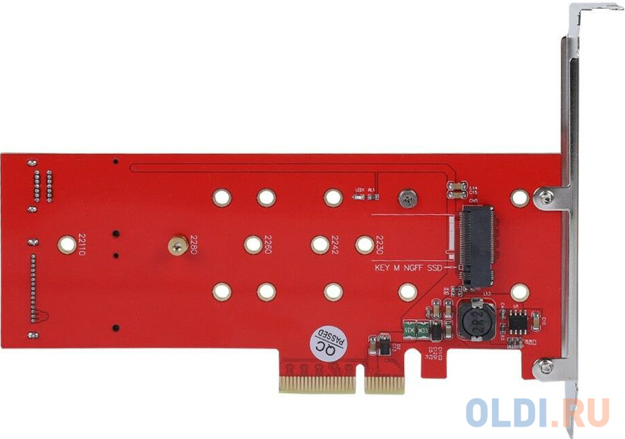 ORIENT C298E, Переходник PCI-E 4x->NGFF (M.2) M-key PCI-E SSD + 2xSATA->2xNGFF (M.2) B-key SSD, тип 2230/2242/2260/2280, SATA кабель - 2шт. в ко