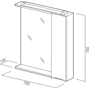 Зеркальный шкаф BelBagno Marino правый, белый (MARINO-SPC-700/750-1A-BL-P-R)