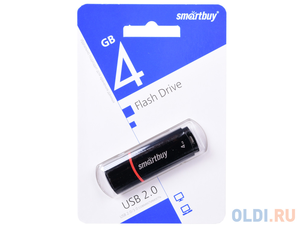 Внешний накопитель 4Gb USB Drive <USB2.0 Smartbuy Crown Black (SB4GBCRW-K)