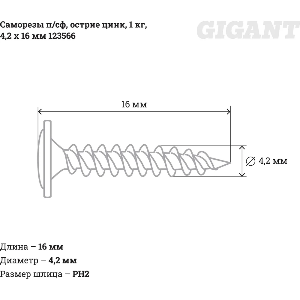 Оцинкованные саморезы Gigant