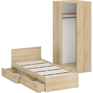 Комплект мебели СВК Стандарт кровать 90х200 с ящиками, шкаф угловой 81,2х81,2х200, дуб сонома (1024349)