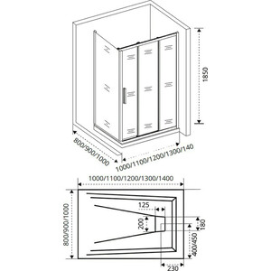 Душевой уголок Good Door Orion WTW+SP 100x100 с поддоном, матовый Grape, хром