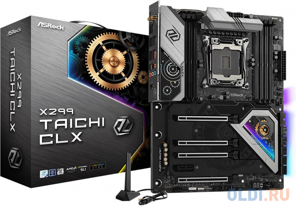 X299 TAICHI CLX, Socket 2066, Intel®X299, 8xDDR4-2666, 4xPCI-Ex16, 1xPCI-Ex1, 10xSATA3(RAID 0/1/5/10), 3xM.2, 8 Ch Audio, GLan, 1x2.5GLAN, WiFi, (2+4)