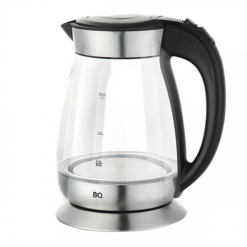 Чайник BQ KT1702G 1.7л. 2.2 кВт, металл/стекло, серебристый/черный