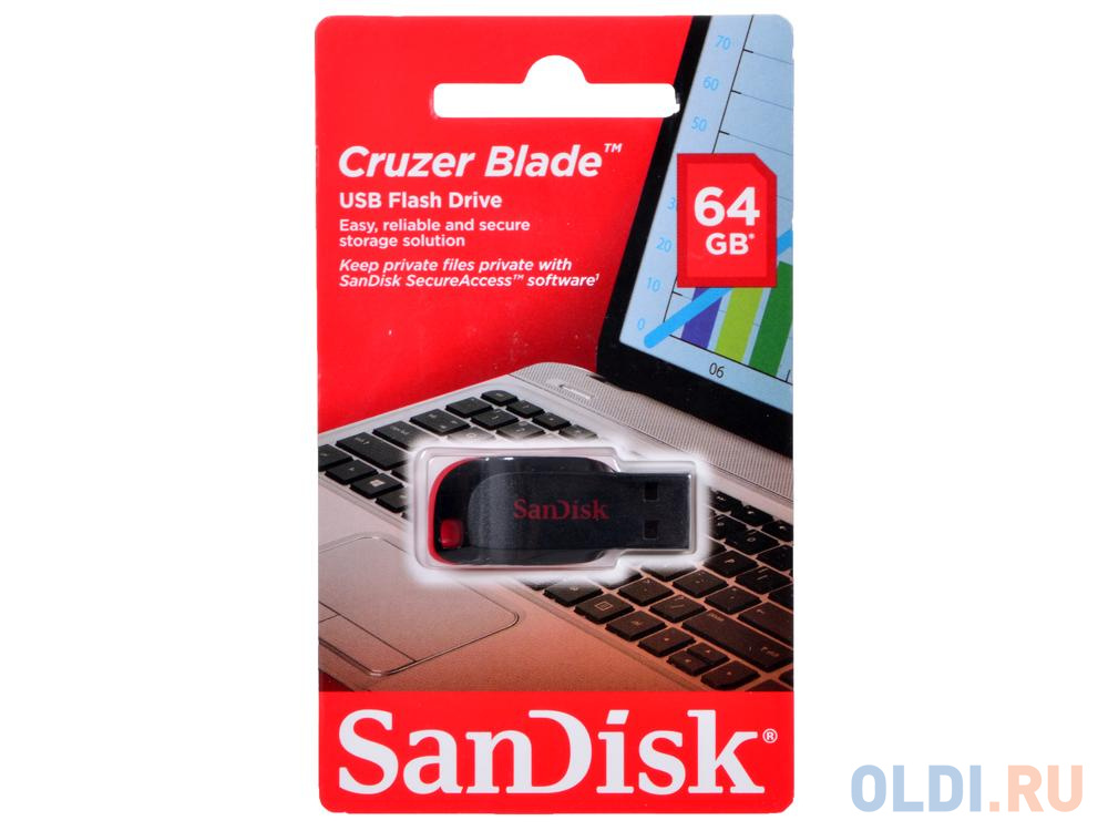 Внешний накопитель 64GB USB Drive <USB 2.0 SanDisk Cruzer Blade (SDCZ50-064G-B35)