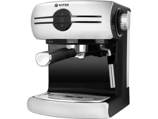 Кофеварка рожковая VITEK VT-1507, 1.1 кВт, кофе молотый, 800 мл, ручной капучинатор, черный/серебристый