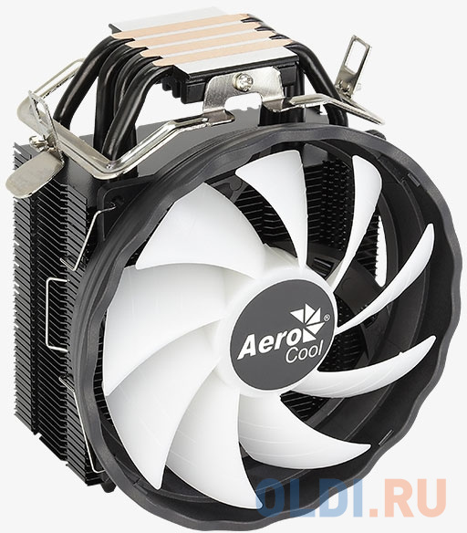 Устройство охлаждения(кулер) Aerocool Rave 4 ARGB PWM 4P Soc-AM5/AM4/1151/1200/1700 4-pin 18-27dB Al+Cu 130W 570gr LED Ret