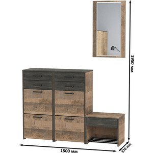 Прихожая Моби Трувор 150, цвет дуб гранж песочный/интра, универсальная сборка (1025714) в Москвe
