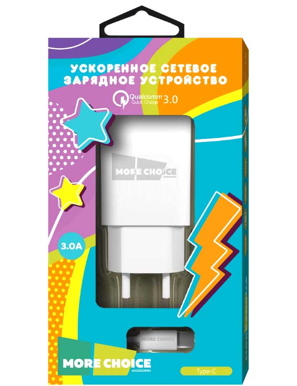 Сетевое зарядное устройство More choice 1USB 3.0A QC3.0 для Type-C NC52QCa (White)